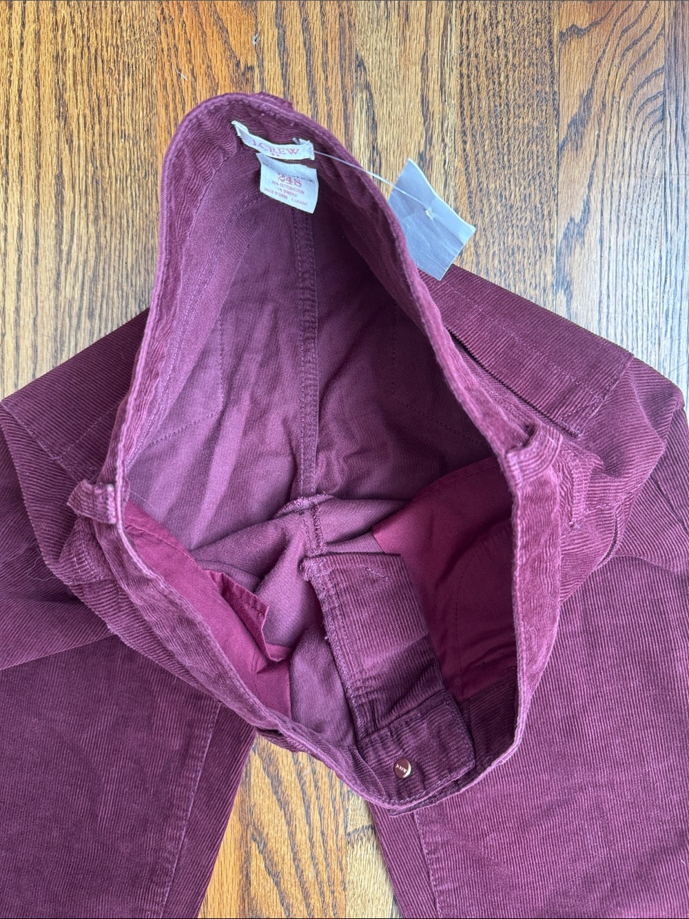 NWT J.Crew Matchstick Corduroy Pants 24S Burgundy Wine Skinny Stretch Cords - Picture 6 of 6